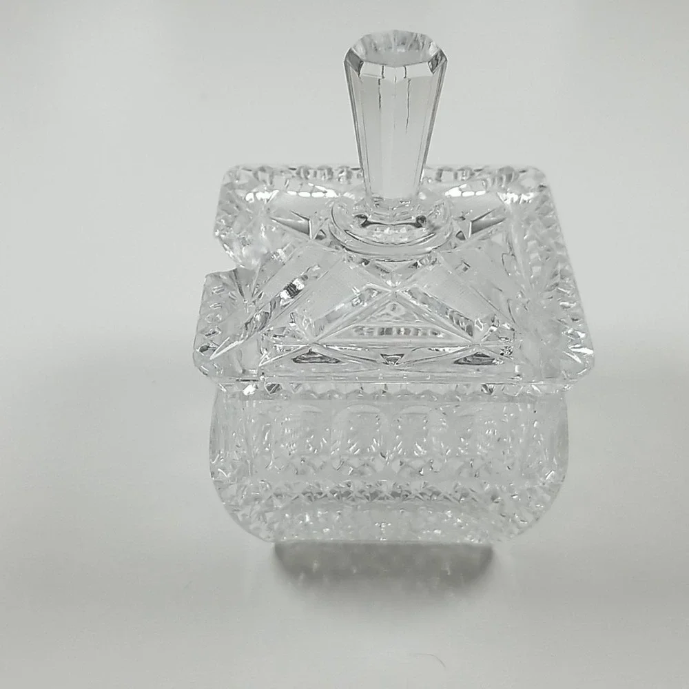 Vintage Clear Cut Lead Crystal Sugar, Jam or Jelly Bowl with Lid